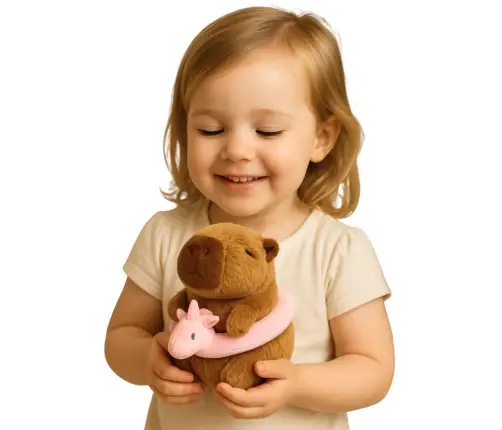 Plush Capybara Pink Lifebuoy with Unicorn Brown 20cm