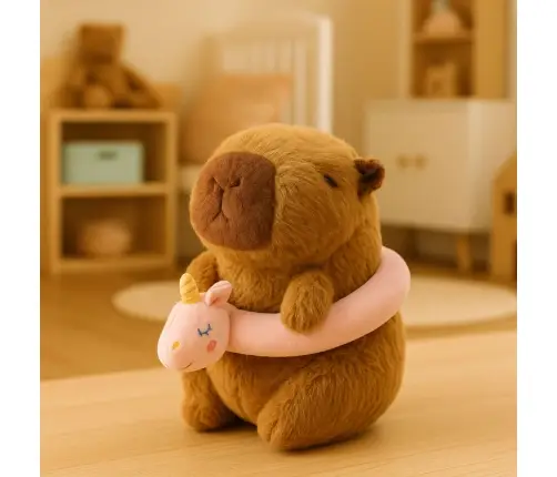 Plush Capybara Pink Lifebuoy with Unicorn Brown 20cm