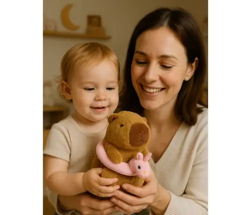 Plush Capybara Pink Lifebuoy with Unicorn Brown 20cm