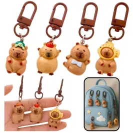 Set of Mini Capybara Keychains Figurines Key Decorations 4 pcs.