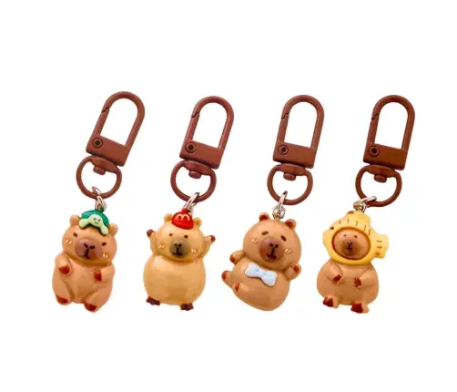 Set of Mini Capybara Keychains Figurines Key Decorations 4 pcs.