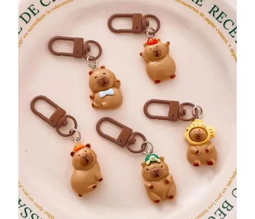 Set of Mini Capybara Keychains Figurines Key Decorations 4 pcs.
