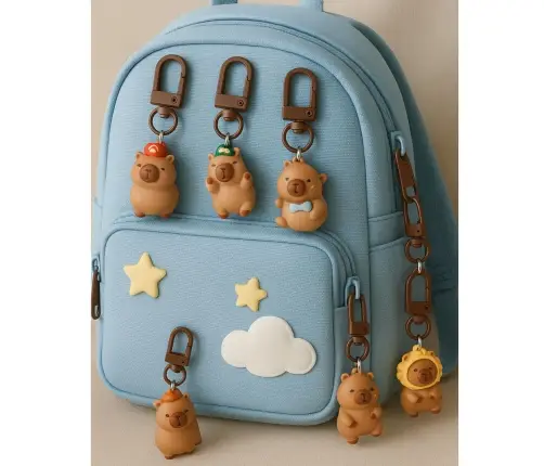 Set of Mini Capybara Keychains Figurines Key Decorations 4 pcs.