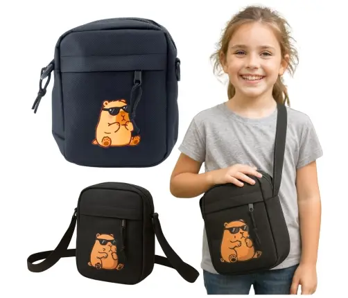 Capybara Shoulder Bag Adjustable Strap Black 19.5 x 14 cm
