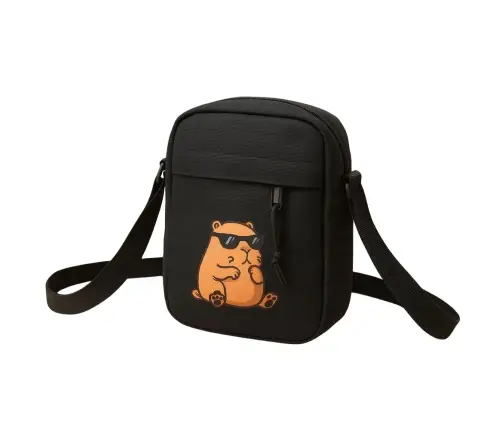 Capybara Shoulder Bag Adjustable Strap Black 19.5 x 14 cm