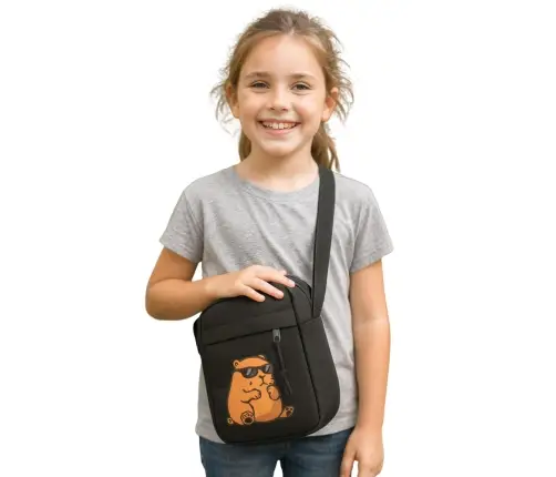 Capybara Shoulder Bag Adjustable Strap Black 19.5 x 14 cm