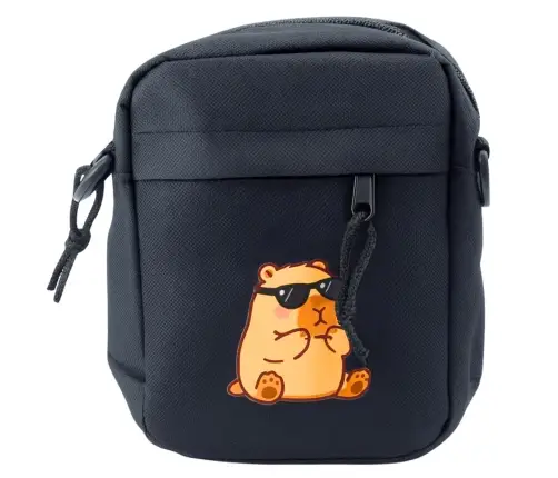 Capybara Shoulder Bag Adjustable Strap Black 19.5 x 14 cm