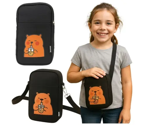 Capybara Shoulder Bag Adjustable Strap Black 20 x 14.5 cm