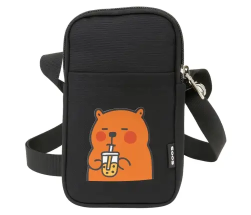 Capybara Shoulder Bag Adjustable Strap Black 20 x 14.5 cm