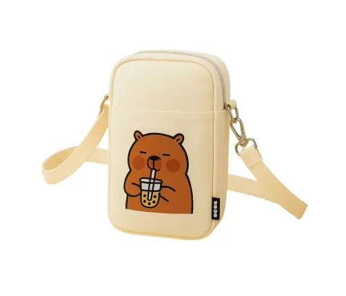 Capybara Shoulder Bag Adjustable Strap White 20 x 14.5 cm