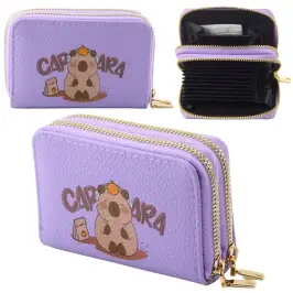 Two-compartment wallet with card compartments Capybara Purple 12.5 x 8.5cm
