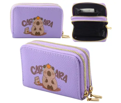 Two-compartment wallet with card compartments Capybara Purple 12.5 x 8.5cm
