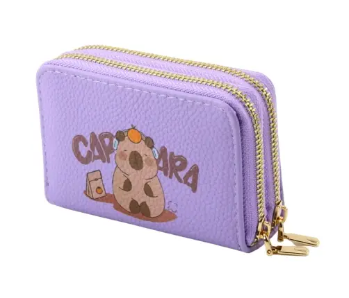 Two-compartment wallet with card compartments Capybara Purple 12.5 x 8.5cm