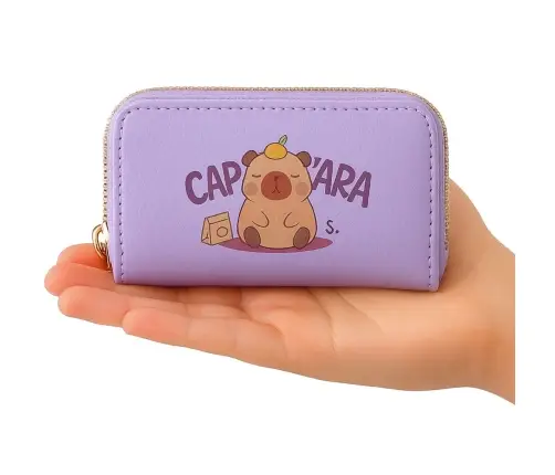 Two-compartment wallet with card compartments Capybara Purple 12.5 x 8.5cm