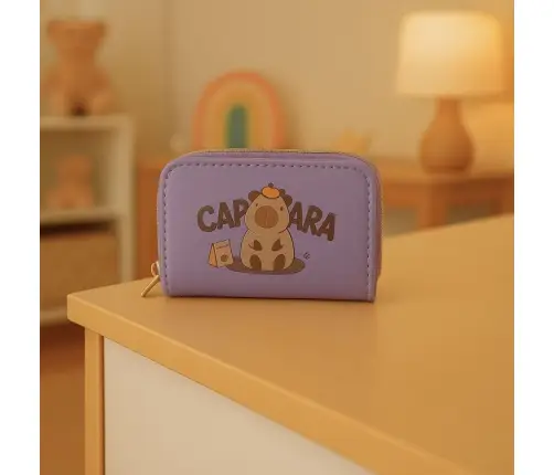 Two-compartment wallet with card compartments Capybara Purple 12.5 x 8.5cm