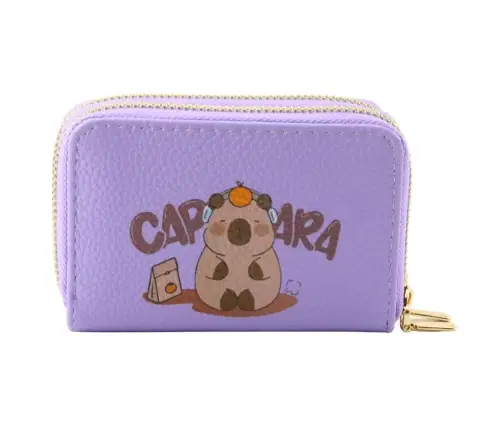Two-compartment wallet with card compartments Capybara Purple 12.5 x 8.5cm