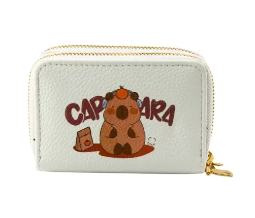 Two-compartment wallet with card compartments Kapybara White 12.5 x 8.5cm