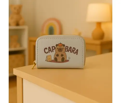 Two-compartment wallet with card compartments Kapybara White 12.5 x 8.5cm