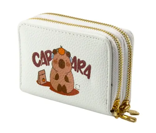 Two-compartment wallet with card compartments Kapybara White 12.5 x 8.5cm