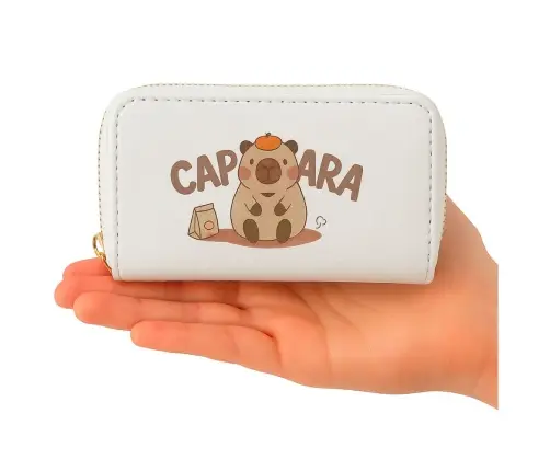Two-compartment wallet with card compartments Kapybara White 12.5 x 8.5cm