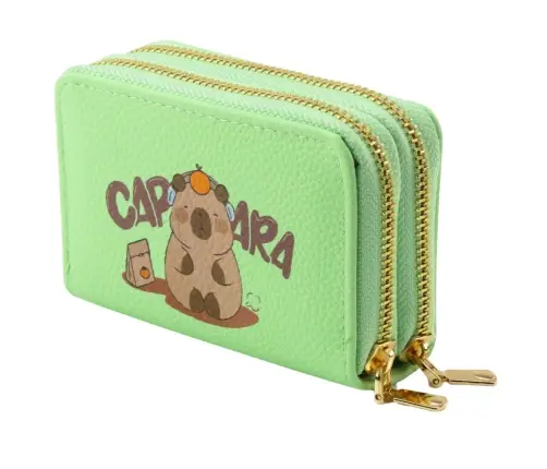 Two-compartment wallet with card compartments Kapybara Green 12.5 x 8.5cm