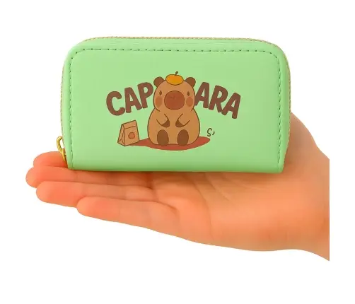 Two-compartment wallet with card compartments Kapybara Green 12.5 x 8.5cm