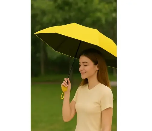 Folding Pocket Umbrella with UV Protection UPF 50+ Case Yellow 90 cm