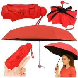 Folding Pocket Umbrella with UV Protection UPF 50+ Case Red 90 cm Folding Pocket Umbrella with UV Protection UPF 50+ Case Red 90 cm