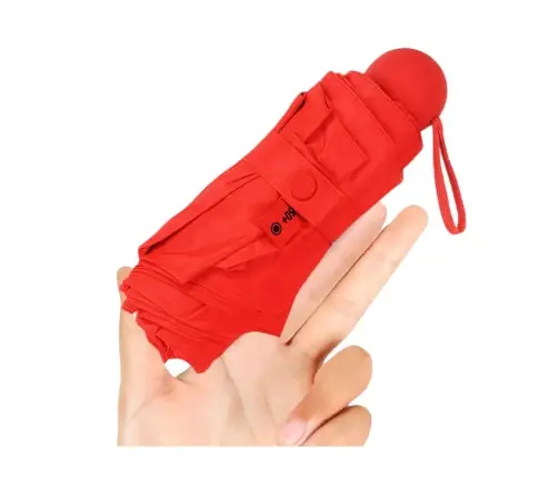Folding Pocket Umbrella with UV Protection UPF 50+ Case Red 90 cm