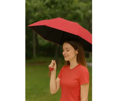 Folding Pocket Umbrella with UV Protection UPF 50+ Case Red 90 cm
