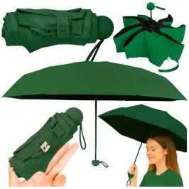 Folding Pocket Umbrella with UV Protection UPF 50+ Green Case 90 cm