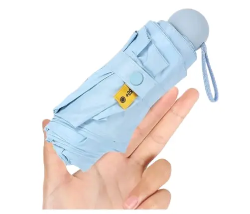 Folding Pocket Umbrella with UV Protection UPF 50+ Case Blue 90 cm