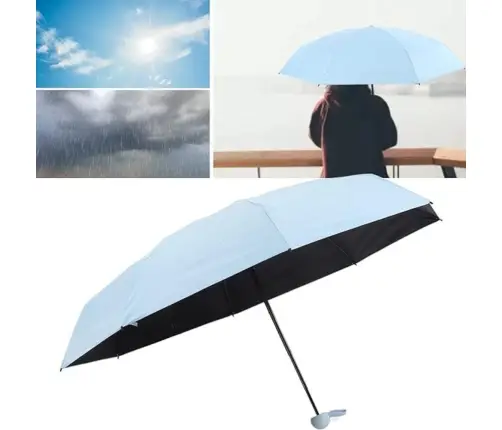 Folding Pocket Umbrella with UV Protection UPF 50+ Case Blue 90 cm