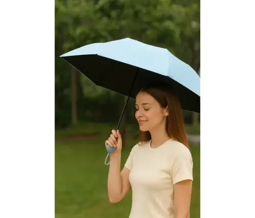 Folding Pocket Umbrella with UV Protection UPF 50+ Case Blue 90 cm