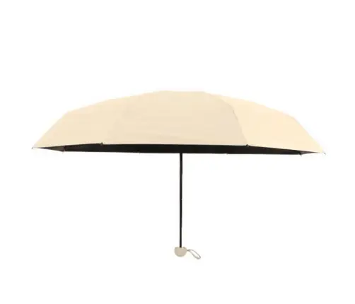 Folding Pocket Umbrella with UV Protection UPF 50+ Case Beige 90 cm
