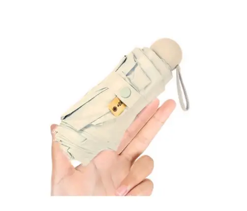Folding Pocket Umbrella with UV Protection UPF 50+ Case Beige 90 cm