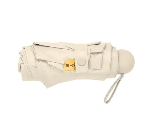 Folding Pocket Umbrella with UV Protection UPF 50+ Case Beige 90 cm