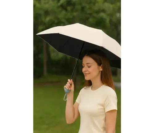 Folding Pocket Umbrella with UV Protection UPF 50+ Case Beige 90 cm