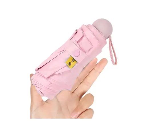 Folding Pocket Umbrella with UV Protection UPF 50+ Pink Case 90 cm