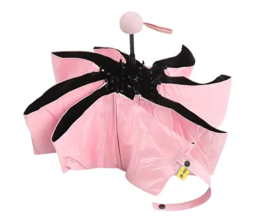 Folding Pocket Umbrella with UV Protection UPF 50+ Pink Case 90 cm