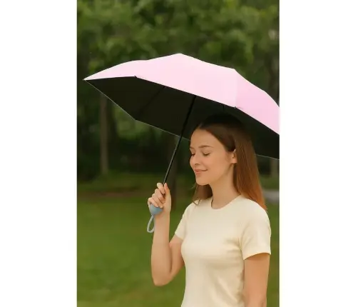Folding Pocket Umbrella with UV Protection UPF 50+ Pink Case 90 cm