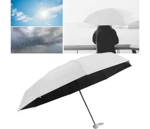Folding Pocket Umbrella with UV Protection UPF 50+ Case Gray 90 cm