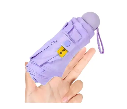 Folding Pocket Umbrella with UV Protection UPF 50+ Purple Case 90 cm