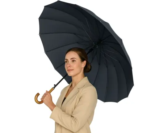 Large Automatic Umbrella with Arm Cover 24-Rib Black 115 cm