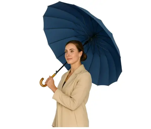 Large Automatic Umbrella with Shoulder Cover 24-Rib Navy Blue 115 cm