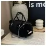 Plush Cat-Shaped Handbag with Chain Handles, Black