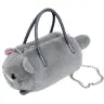 Plush Cat-Shaped Handbag with Chain Handles Gray