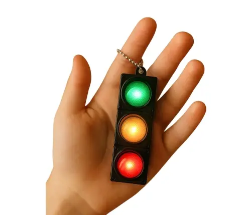 Flashing Educational Traffic Light Keychain