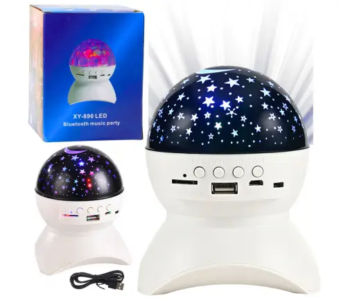 Night Light Star Projector 3-in-1 Bluetooth LED Speaker White