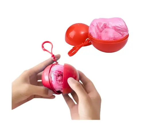 Raincoat Cloak with Ball Keychain Red